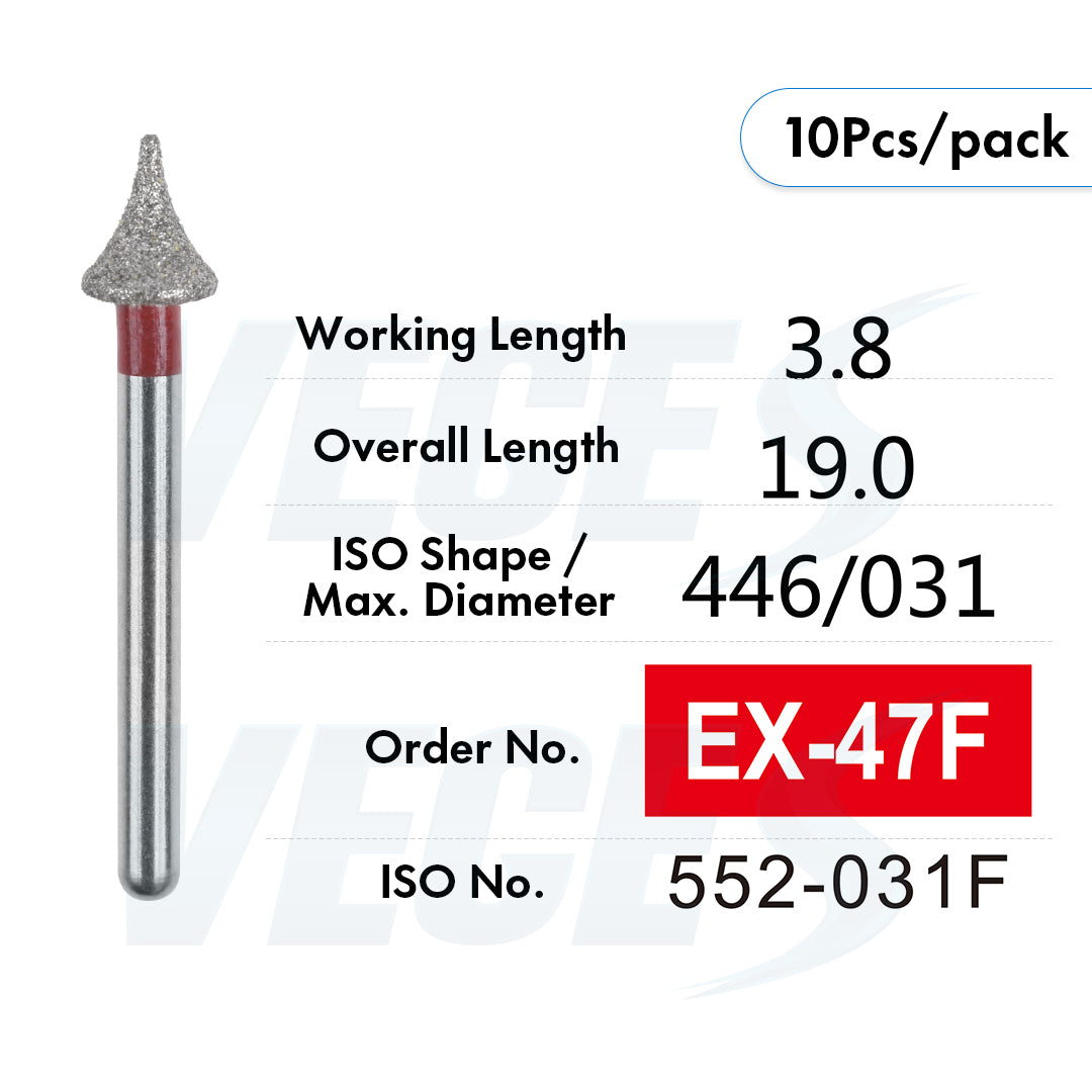 Veges Dental EX Fine Depth-Cutting Marker Diamond Bur for Veneer Preparation - 10pcs/Pack