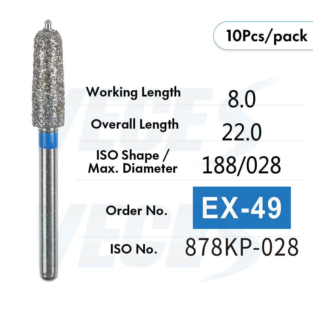 Veges Dental EX Depth Marker Diamond Bur for Veneer Preparation & Tooth Reduction | Medium Grit | FG | 10pcs