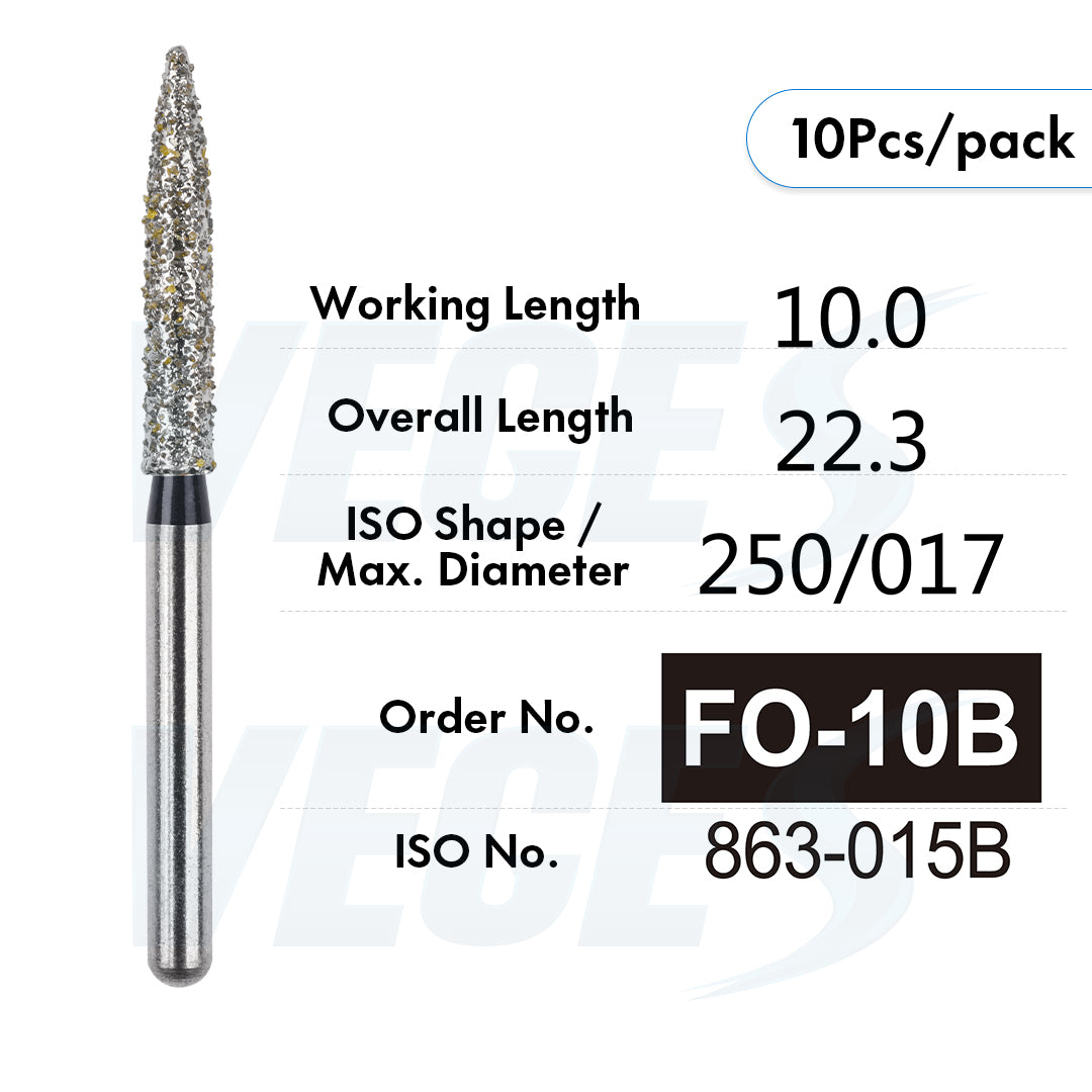Veges Dental FO Super Coarse Flame Diamond Dental Bur – 10pcs/Pack