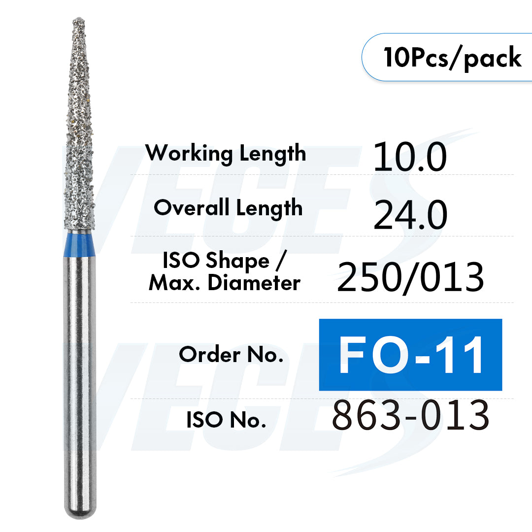 Veges Dental FO Medium Grit Flame Diamond IPR Bur for Orthodontics – 10pcs/Pack