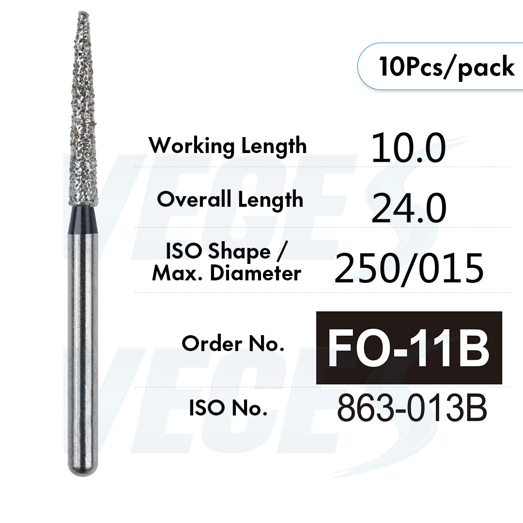 Veges Dental FO Super Coarse Flame Diamond Dental Bur – 10pcs/Pack