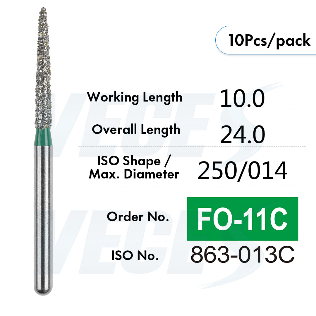 Veges Dental FO Coarse Flame Diamond Dental Bur – 10pcs/Pack