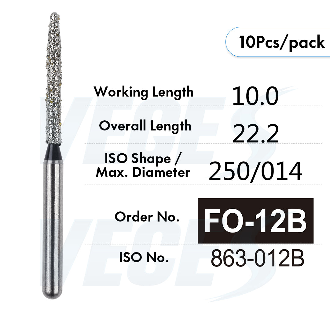 Veges Dental FO Super Coarse Flame Diamond Dental Bur – 10pcs/Pack