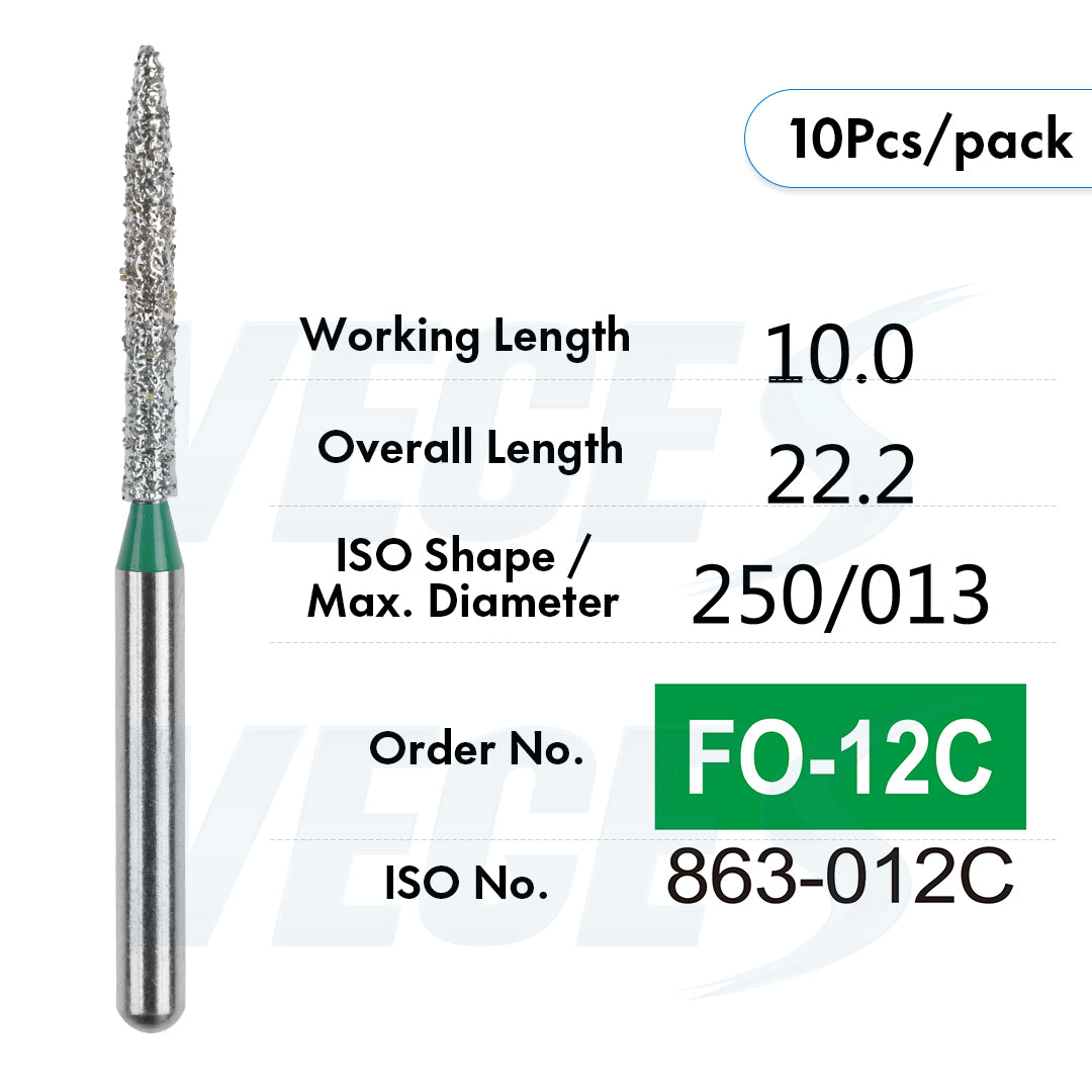 Veges Dental FO Coarse Flame Diamond Dental Bur – 10pcs/Pack