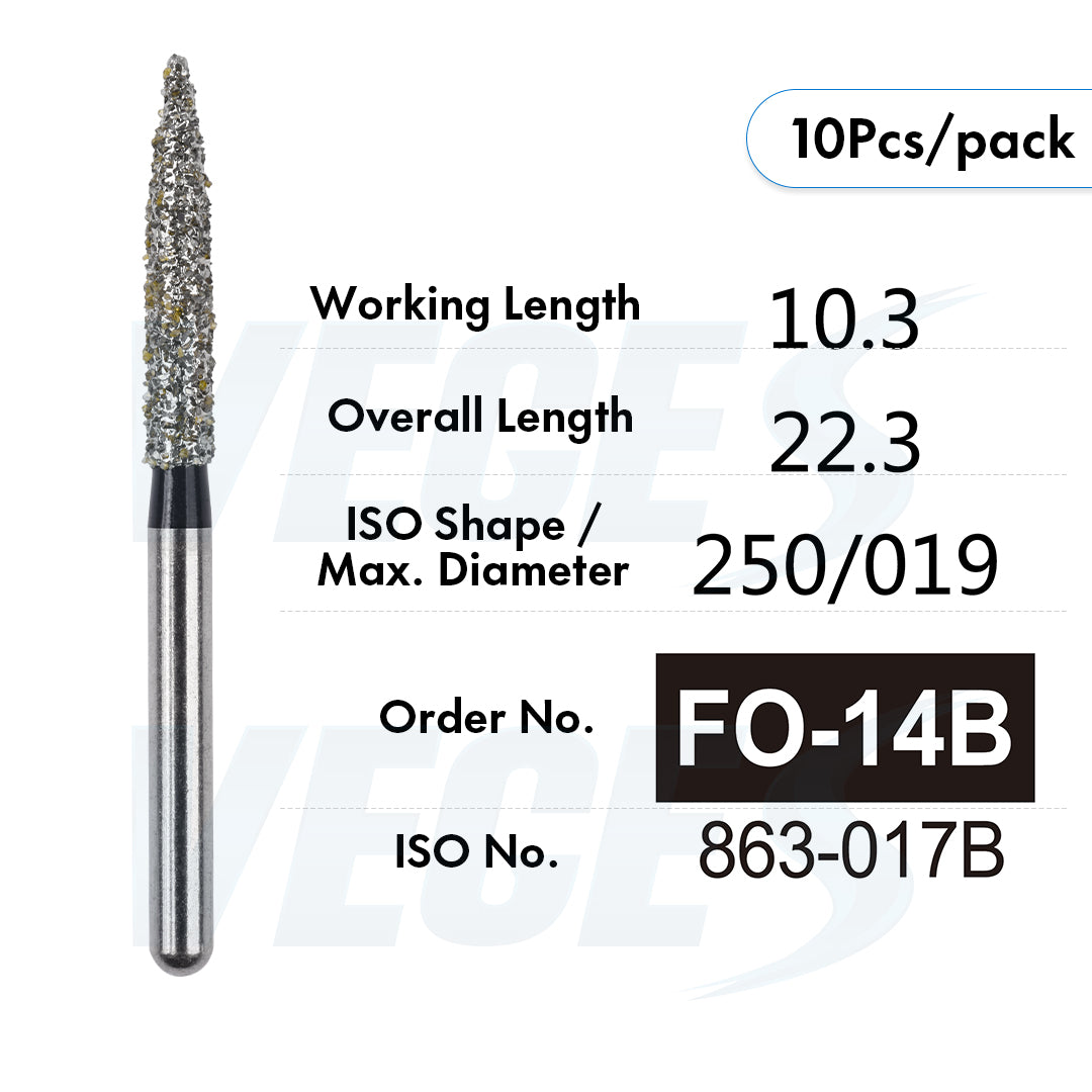 Veges Dental FO Super Coarse Flame Diamond Dental Bur – 10pcs/Pack