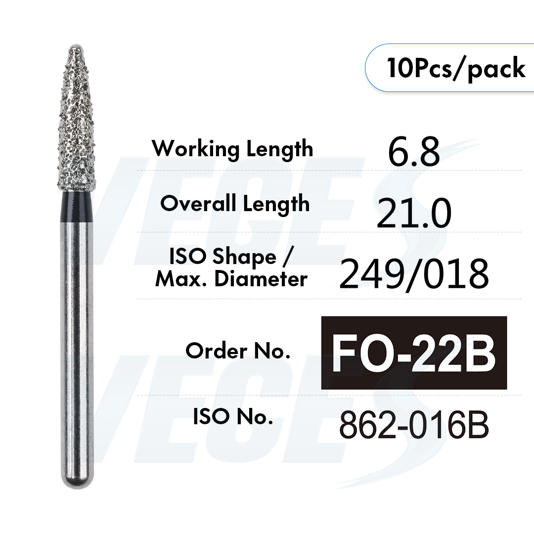 Veges Dental FO Super Coarse Flame Diamond Dental Bur – 10pcs/Pack