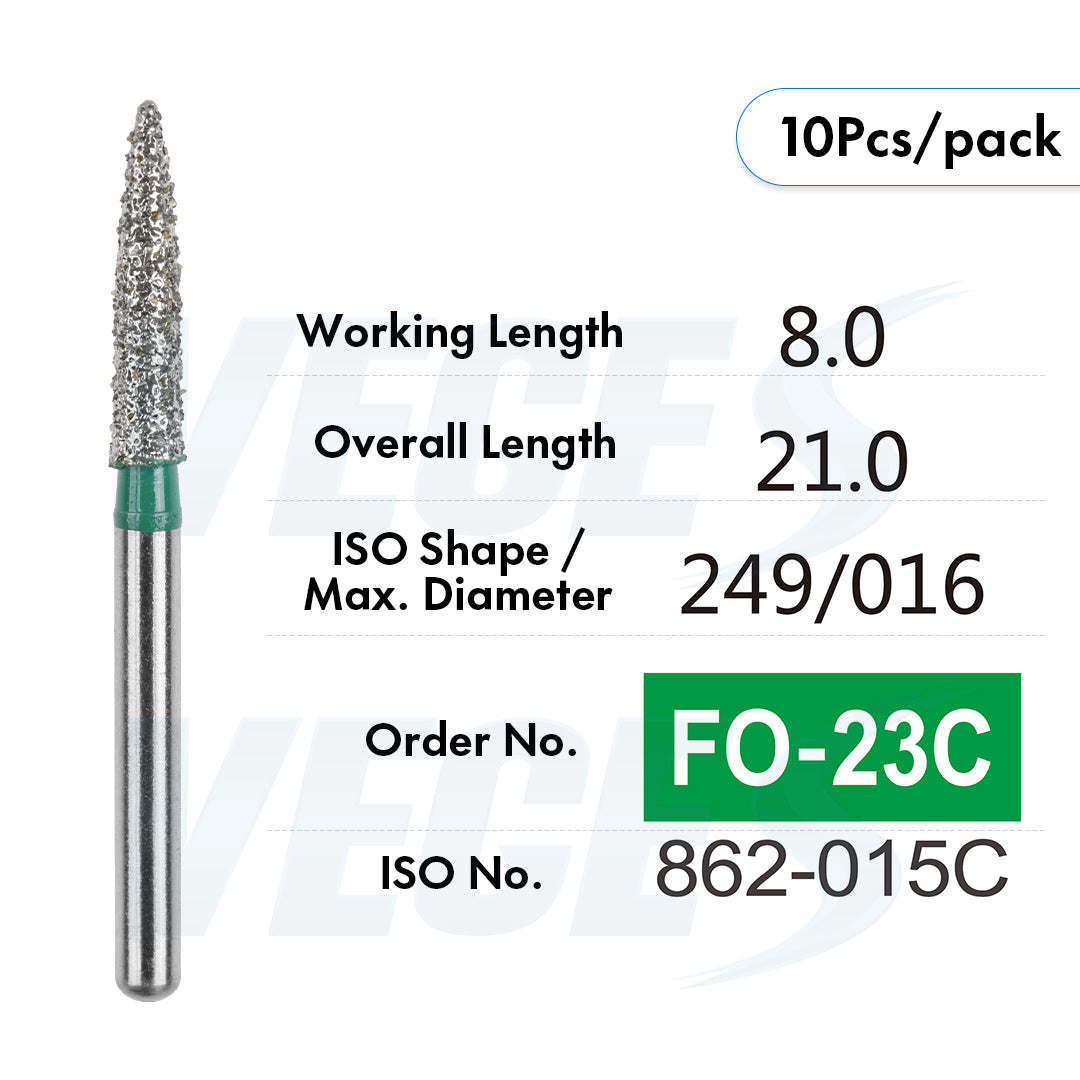 Veges Dental FO Coarse Flame Diamond Dental Bur – 10pcs/Pack