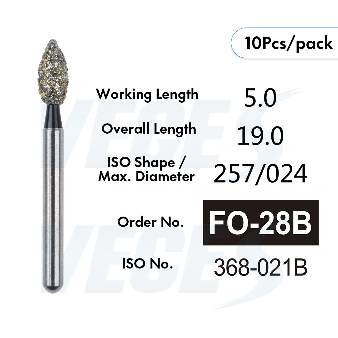Veges Dental FO Super Coarse Flame Diamond Dental Bur – 10pcs/Pack