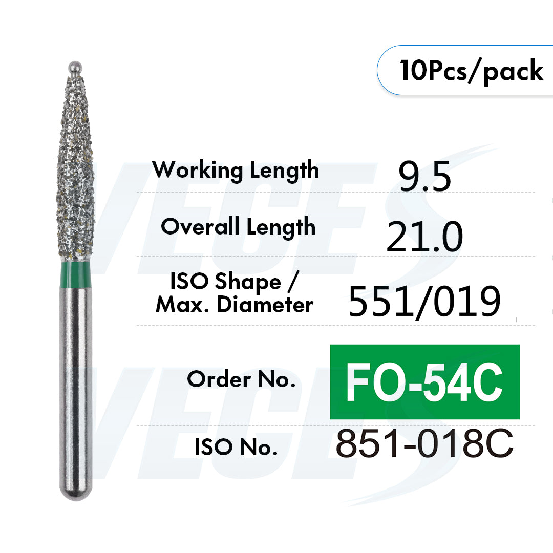 Veges Dental FO Coarse Flame Diamond Dental Bur – 10pcs/Pack