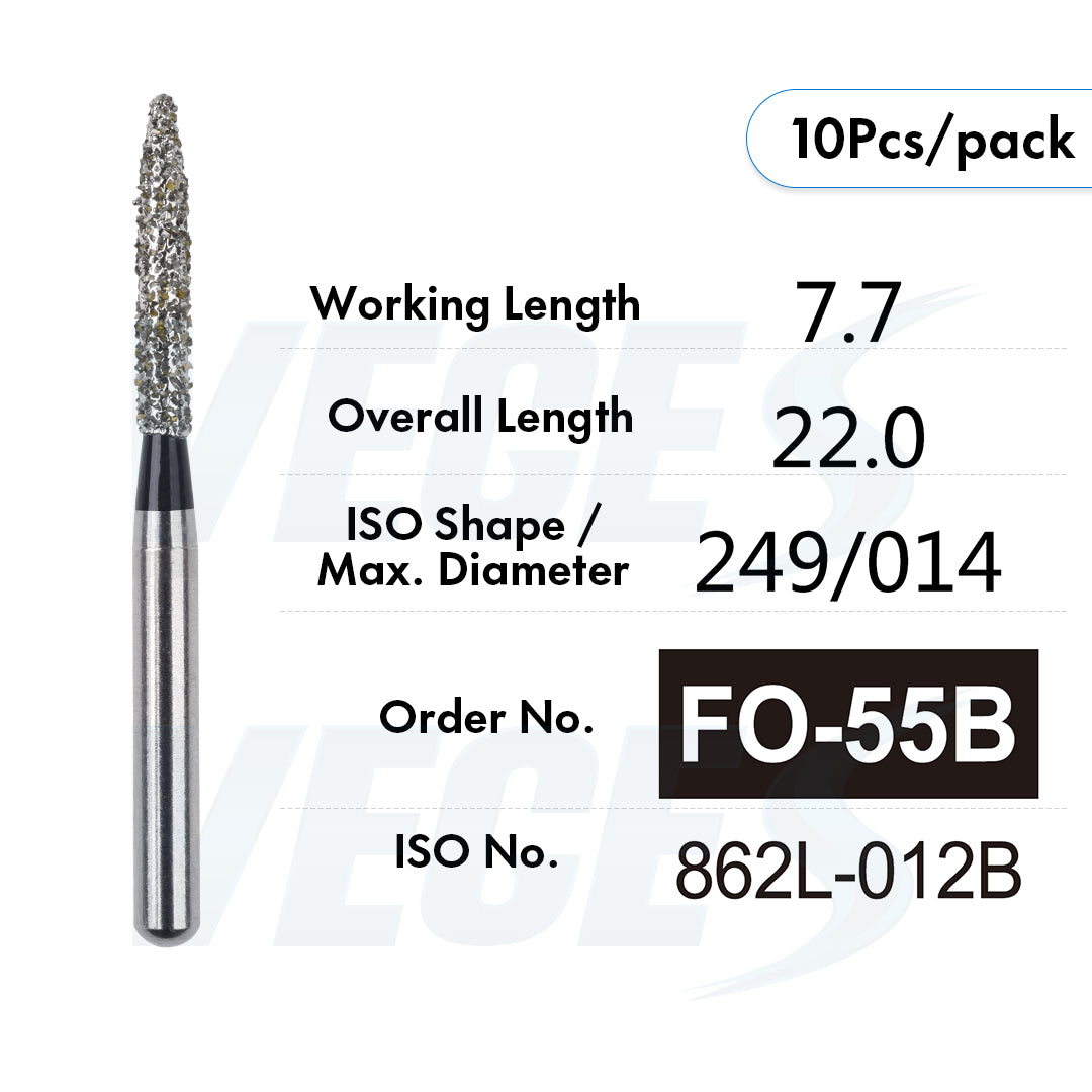 Veges Dental FO Super Coarse Flame Diamond Dental Bur – 10pcs/Pack