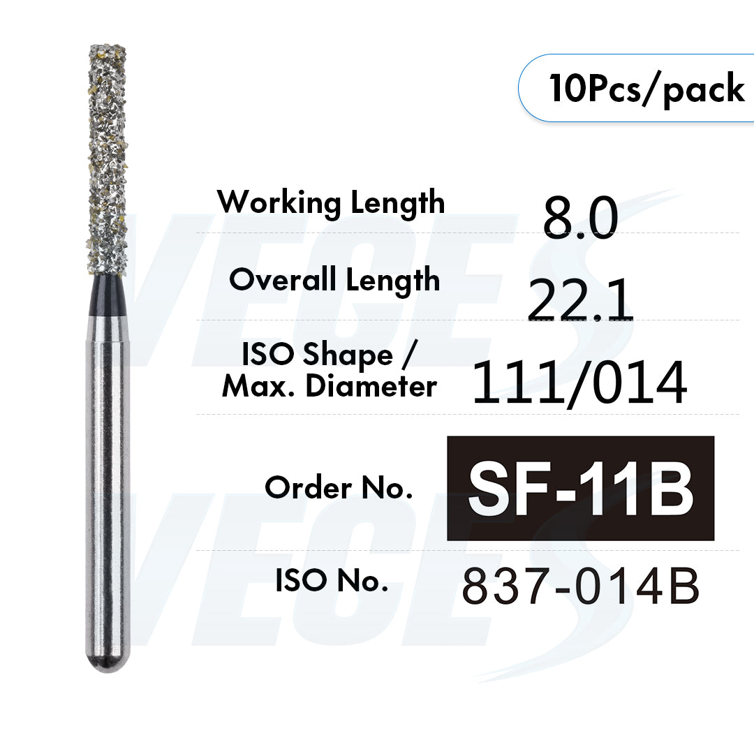 Veges Dental SF Super Coarse Diamond Dental Bur for Tooth Preparation - 10pcs/Pack