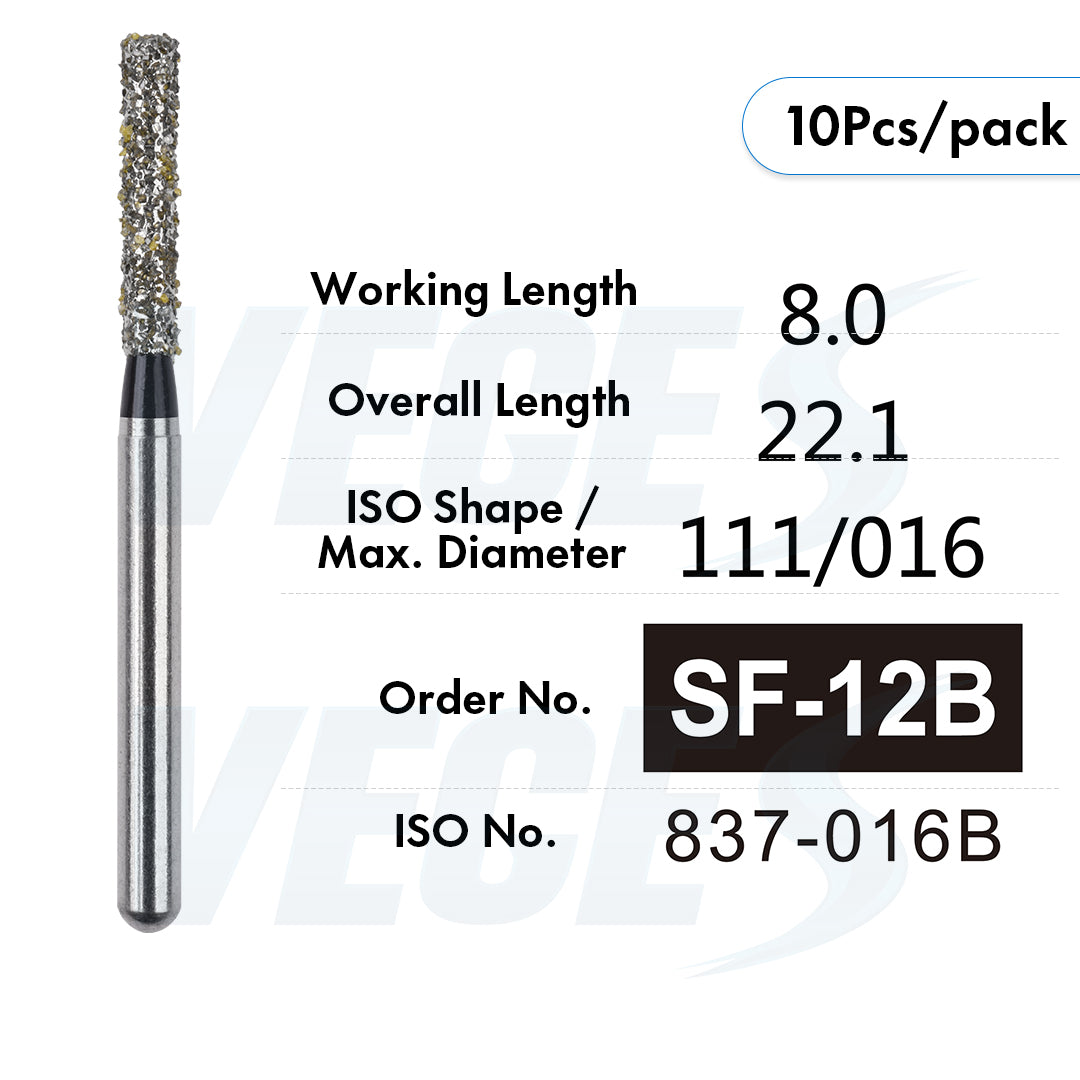 Veges Dental SF Super Coarse Diamond Dental Bur for Tooth Preparation - 10pcs/Pack