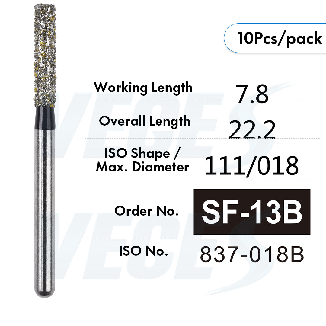 Veges Dental SF Super Coarse Diamond Dental Bur for Tooth Preparation - 10pcs/Pack
