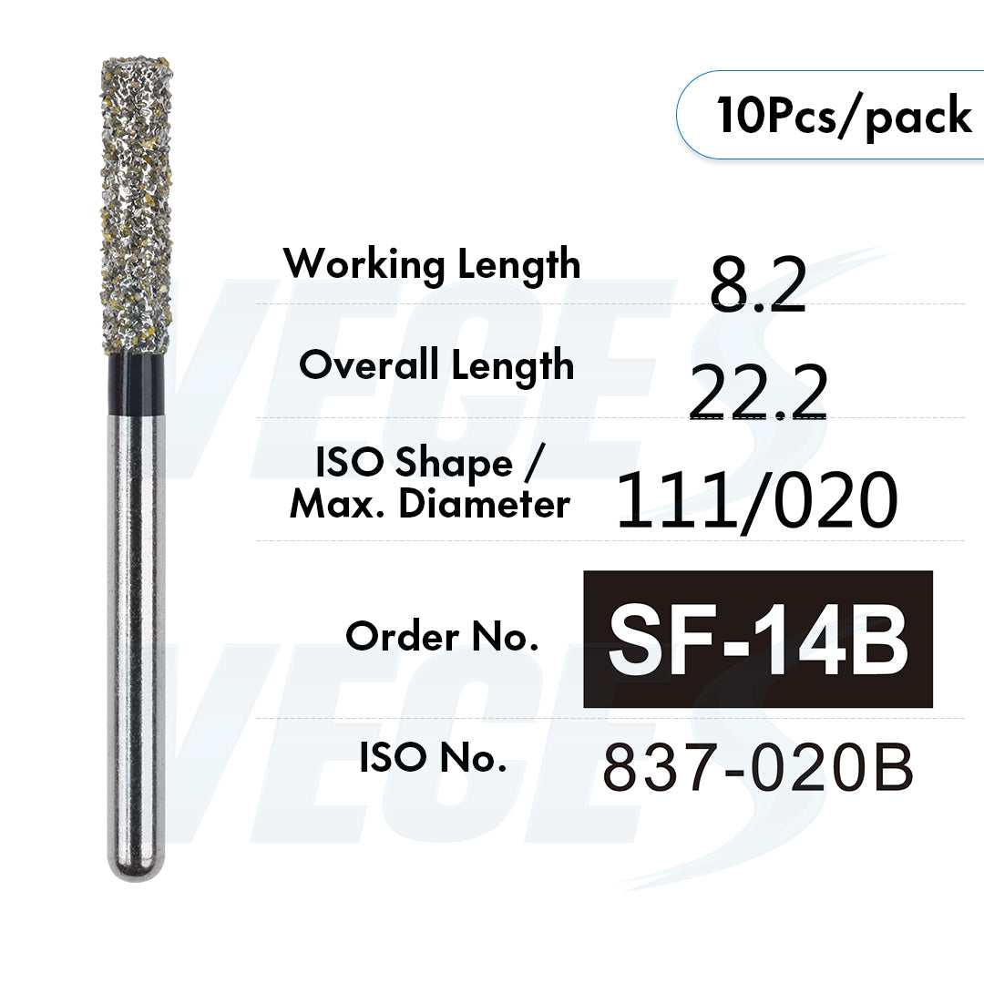 Veges Dental SF Super Coarse Diamond Dental Bur for Tooth Preparation - 10pcs/Pack