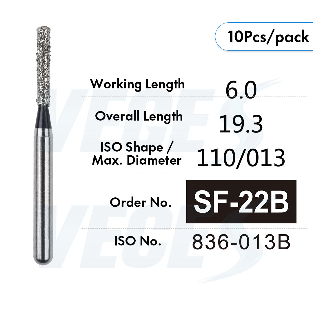 Veges Dental SF Super Coarse Diamond Dental Bur for Tooth Preparation - 10pcs/Pack
