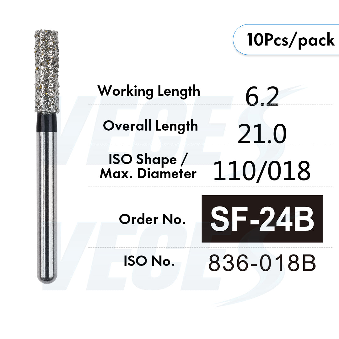 Veges Dental SF Super Coarse Diamond Dental Bur for Tooth Preparation - 10pcs/Pack
