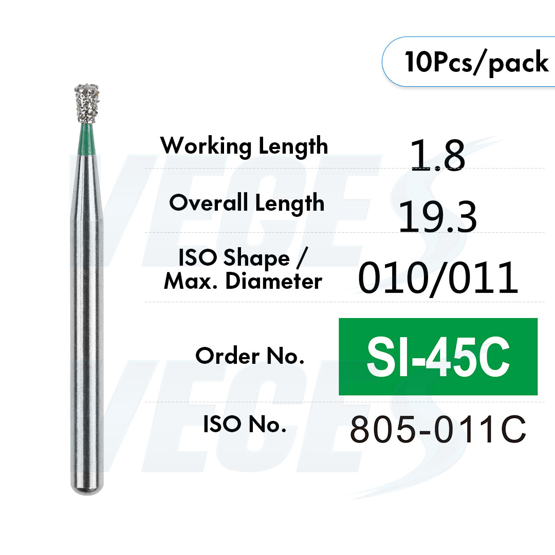 Veges Dental SI Coarse Inverted Cone Diamond Dental Bur for Cavity Preparation - 10pcs/Pack