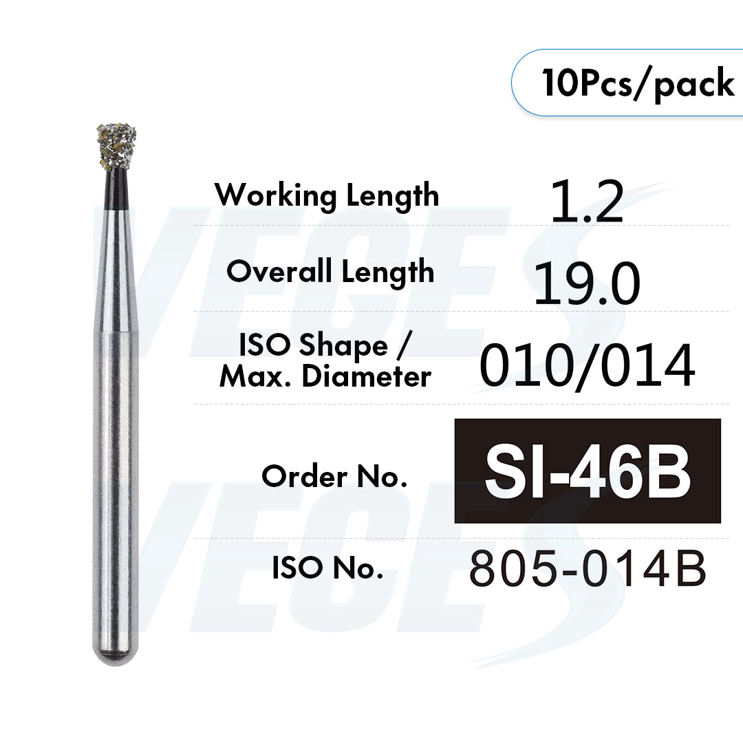 Veges Dental SI Super Coarse Inverted Cone Diamond Dental Bur for Cavity Preparation - 10pcs/Pack