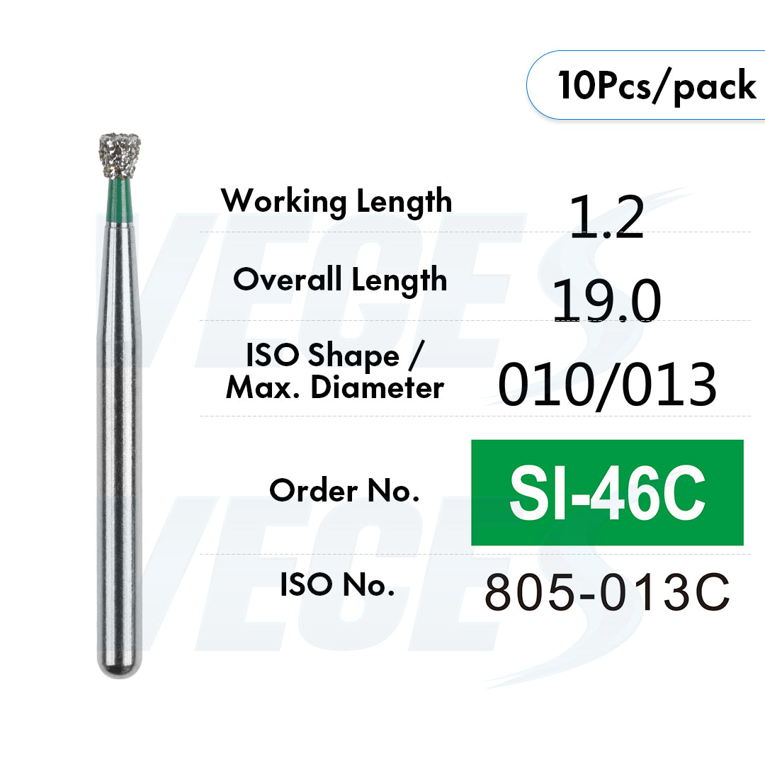 Veges Dental SI Coarse Inverted Cone Diamond Dental Bur for Cavity Preparation - 10pcs/Pack