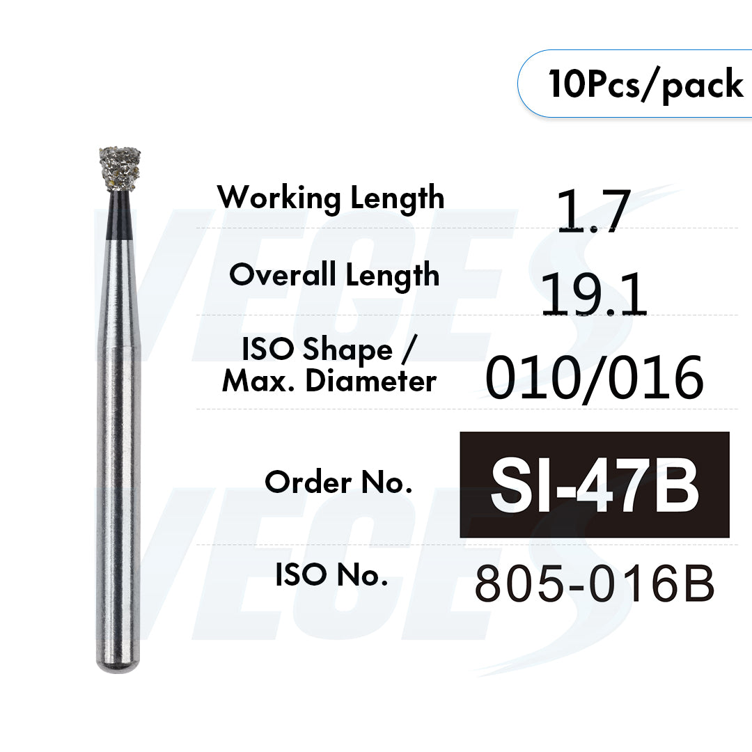 Veges Dental SI Super Coarse Inverted Cone Diamond Dental Bur for Cavity Preparation - 10pcs/Pack