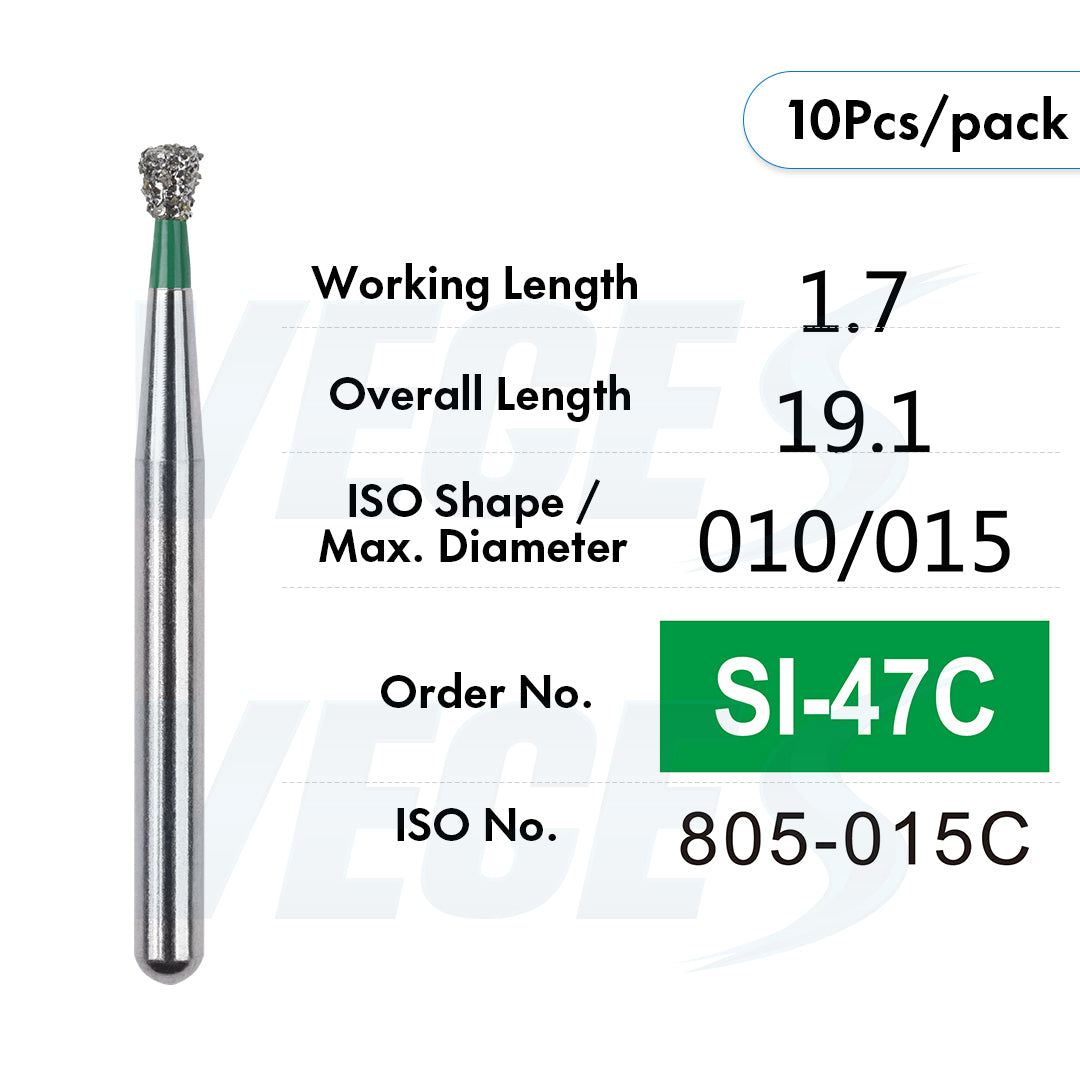 Veges Dental SI Coarse Inverted Cone Diamond Dental Bur for Cavity Preparation - 10pcs/Pack