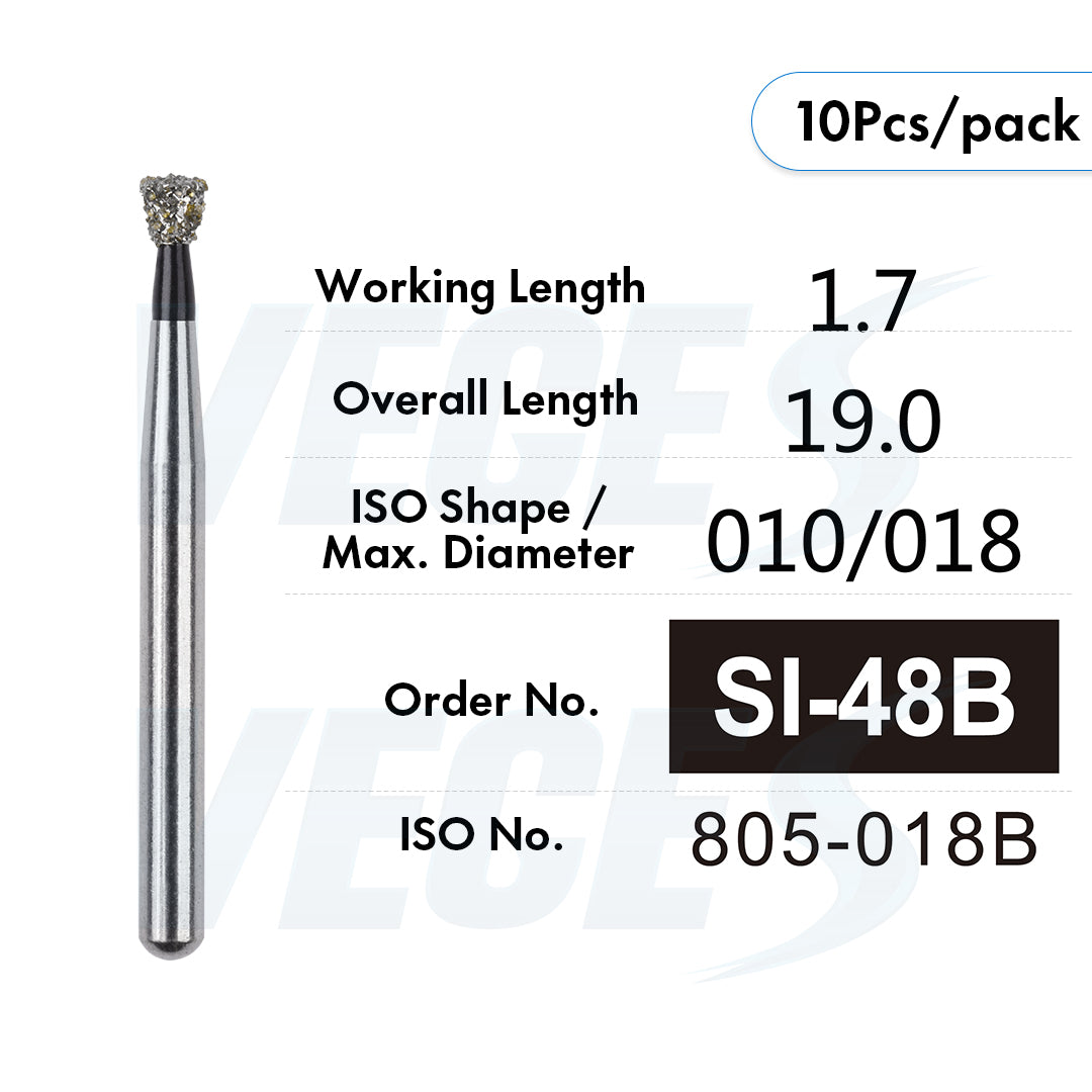 Veges Dental SI Super Coarse Inverted Cone Diamond Dental Bur for Cavity Preparation - 10pcs/Pack