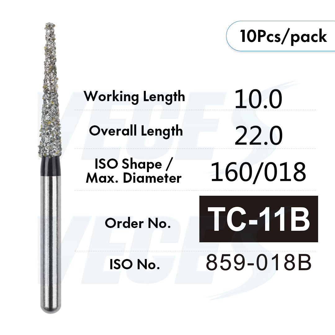 Veges Dental TC Super Coarse Tapered Point Diamond Dental Bur for Rapid Tooth Preparation | Black Ring | FG | 10pcs