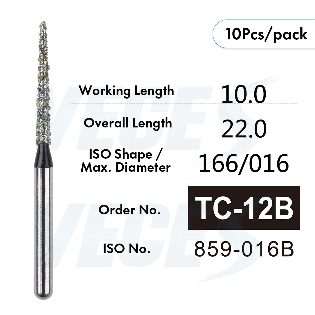 Veges Dental TC Super Coarse Tapered Point Diamond Dental Bur for Rapid Tooth Preparation | Black Ring | FG | 10pcs