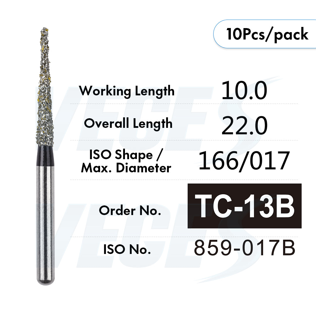 Veges Dental TC Super Coarse Tapered Point Diamond Dental Bur for Rapid Tooth Preparation | Black Ring | FG | 10pcs