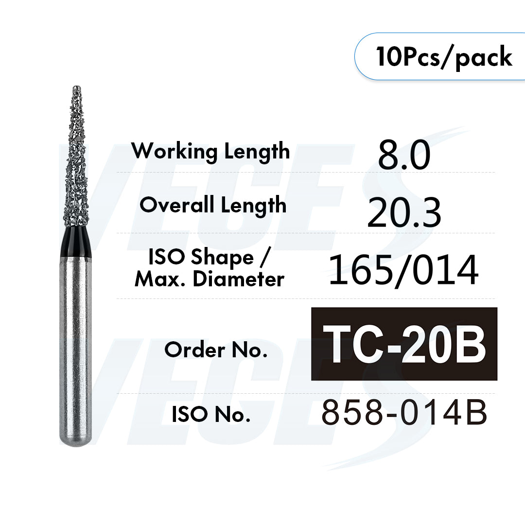Veges Dental TC Super Coarse Tapered Point Diamond Dental Bur for Rapid Tooth Preparation | Black Ring | FG | 10pcs