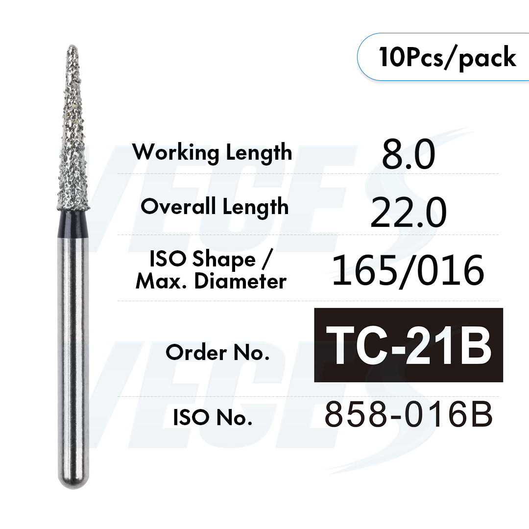 Veges Dental TC Super Coarse Tapered Point Diamond Dental Bur for Rapid Tooth Preparation | Black Ring | FG | 10pcs