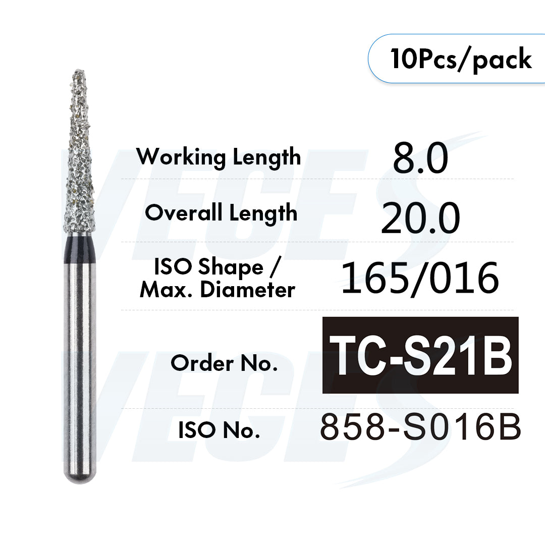 Veges Dental TC Super Coarse Tapered Point Diamond Dental Bur for Rapid Tooth Preparation | Black Ring | FG | 10pcs