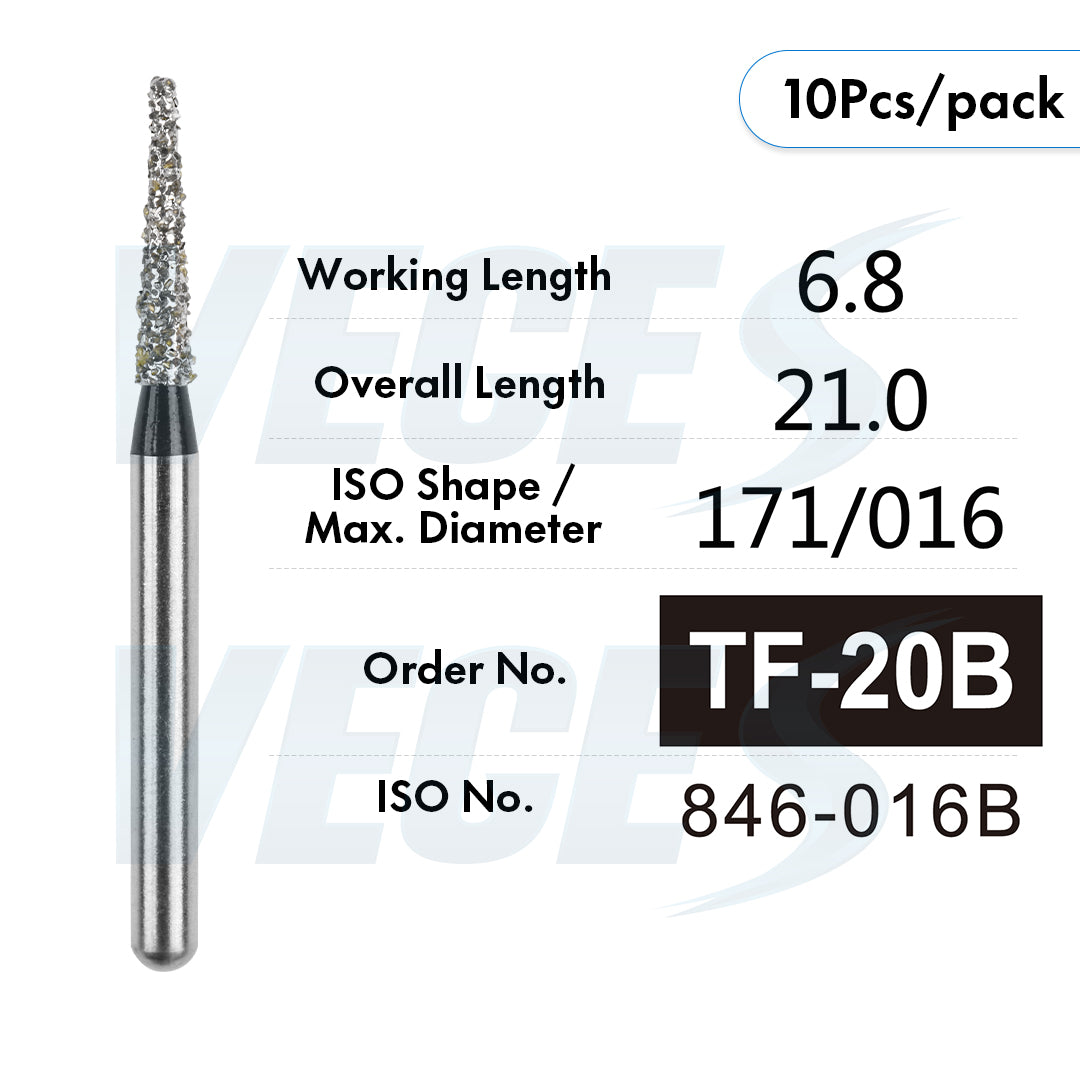 Veges TF Super Coarse Diamond Dental Bur for Crown, Shoulder & Inlay Preparation – 10pcs/Pack