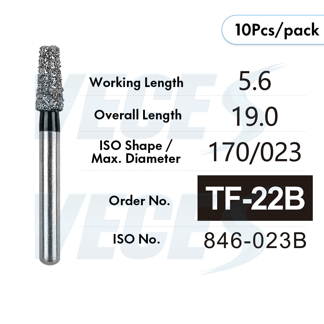 Veges TF Super Coarse Diamond Dental Bur for Crown, Shoulder & Inlay Preparation – 10pcs/Pack