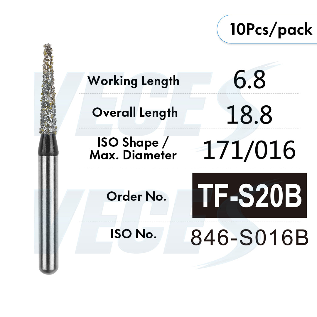 Veges TF Super Coarse Diamond Dental Bur for Crown, Shoulder & Inlay Preparation – 10pcs/Pack