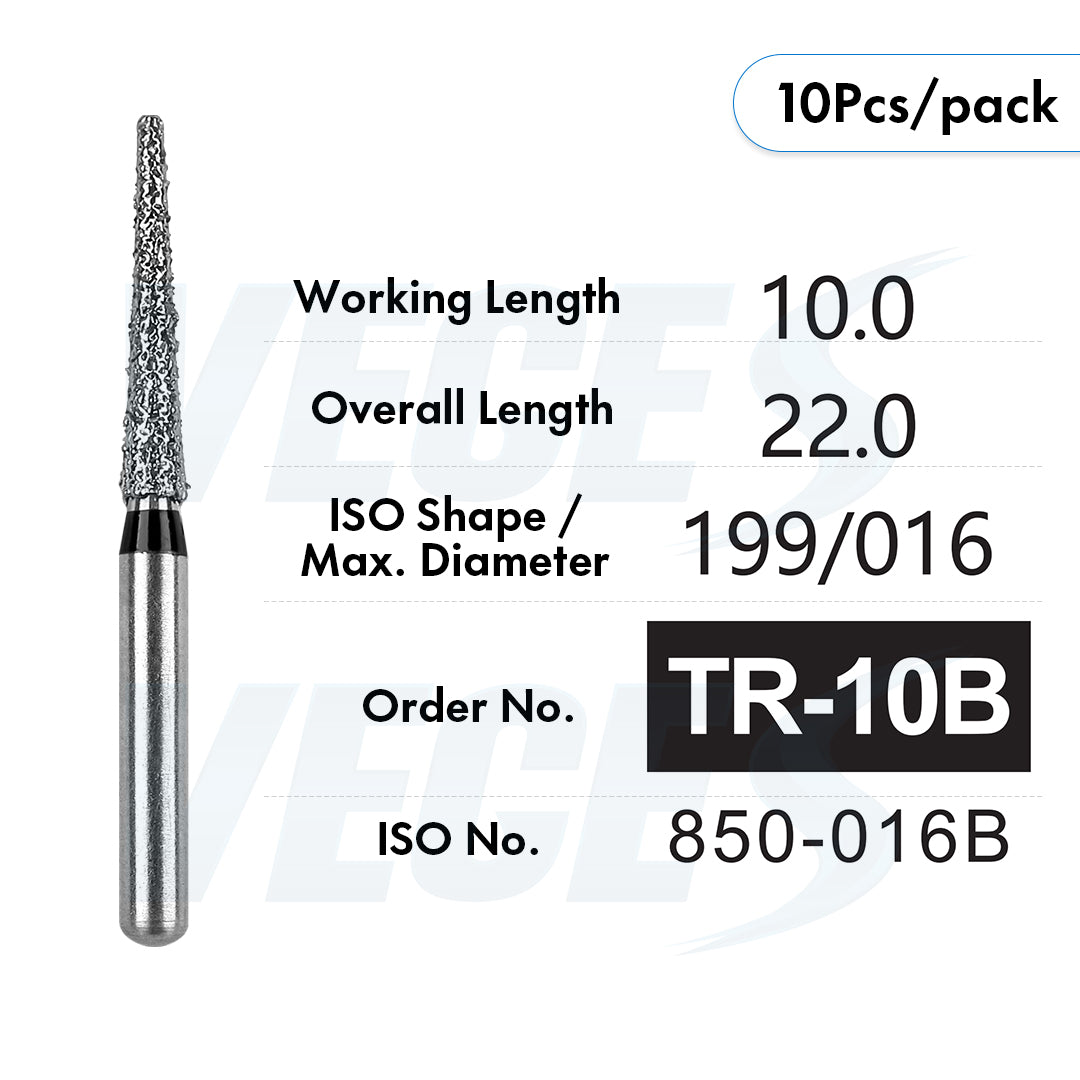Veges Dental TR Super Coarse Diamond Dental Bur for Crown Preparation – 10pcs/Pack