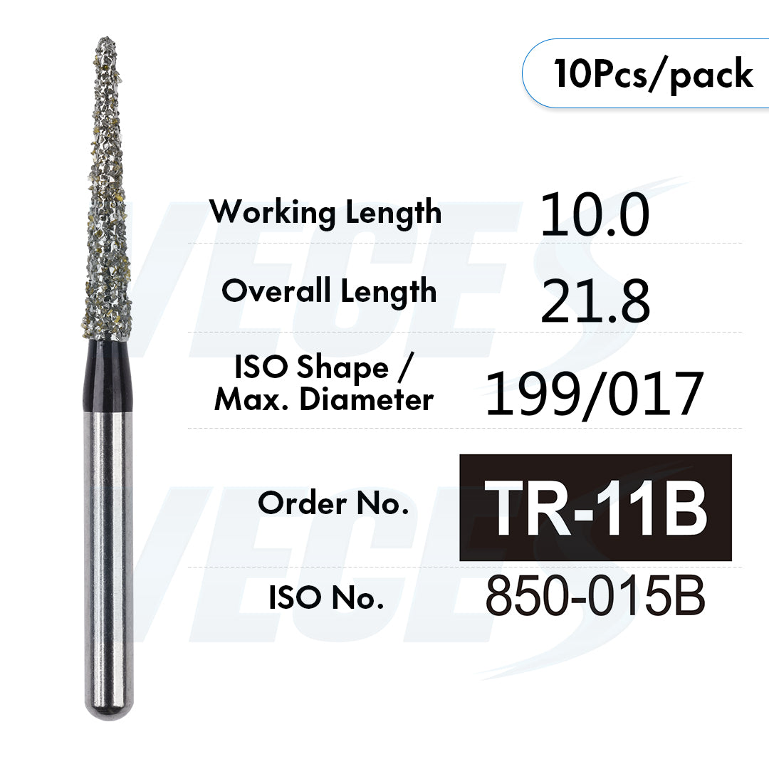 Veges Dental TR Super Coarse Diamond Dental Bur for Crown Preparation – 10pcs/Pack