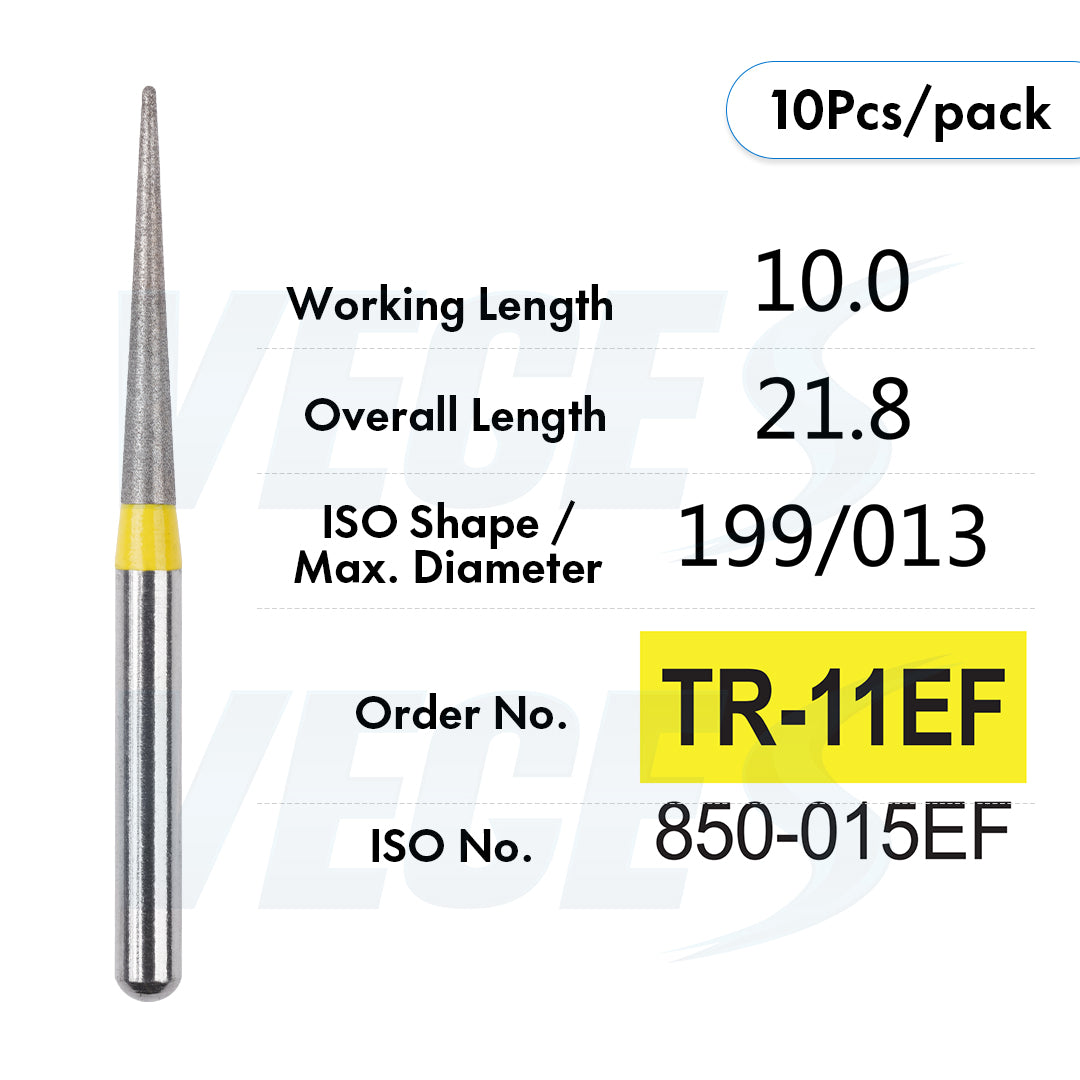Veges Dental TR Extra Fine Diamond Dental Bur for Finishing & Polishing – 10pcs/Pack