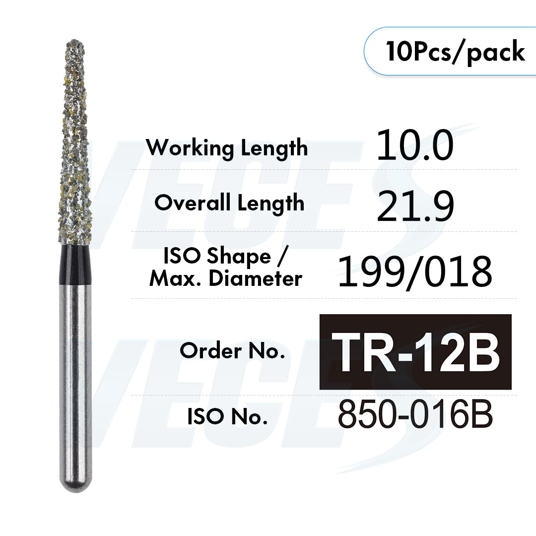 Veges Dental TR Super Coarse Diamond Dental Bur for Crown Preparation – 10pcs/Pack