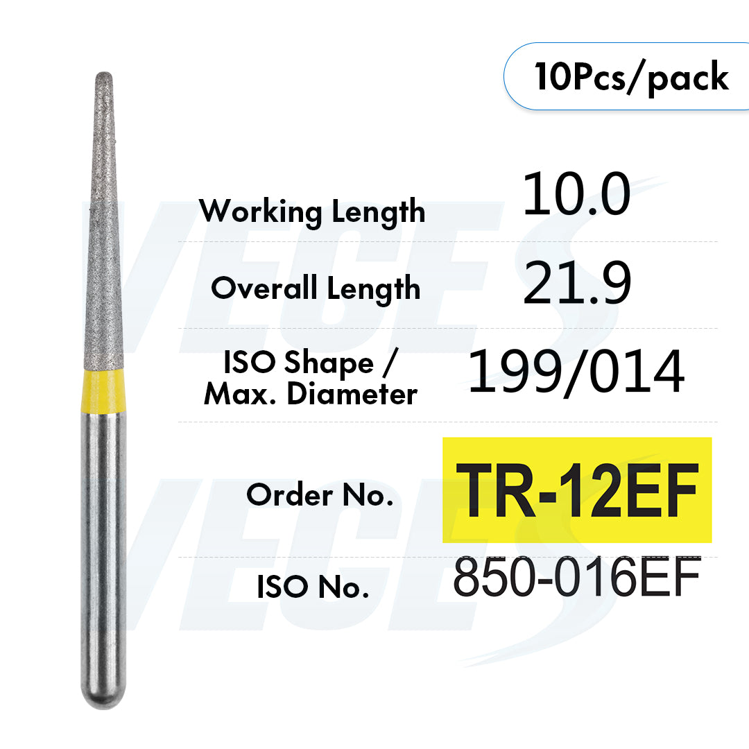 Veges Dental TR Extra Fine Diamond Dental Bur for Finishing & Polishing – 10pcs/Pack