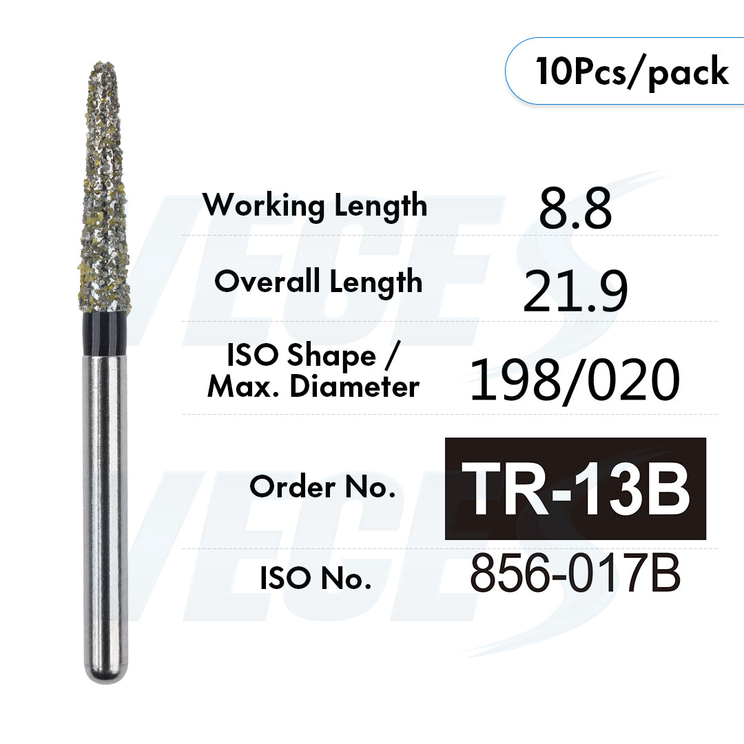 Veges Dental TR Super Coarse Diamond Dental Bur for Crown Preparation – 10pcs/Pack