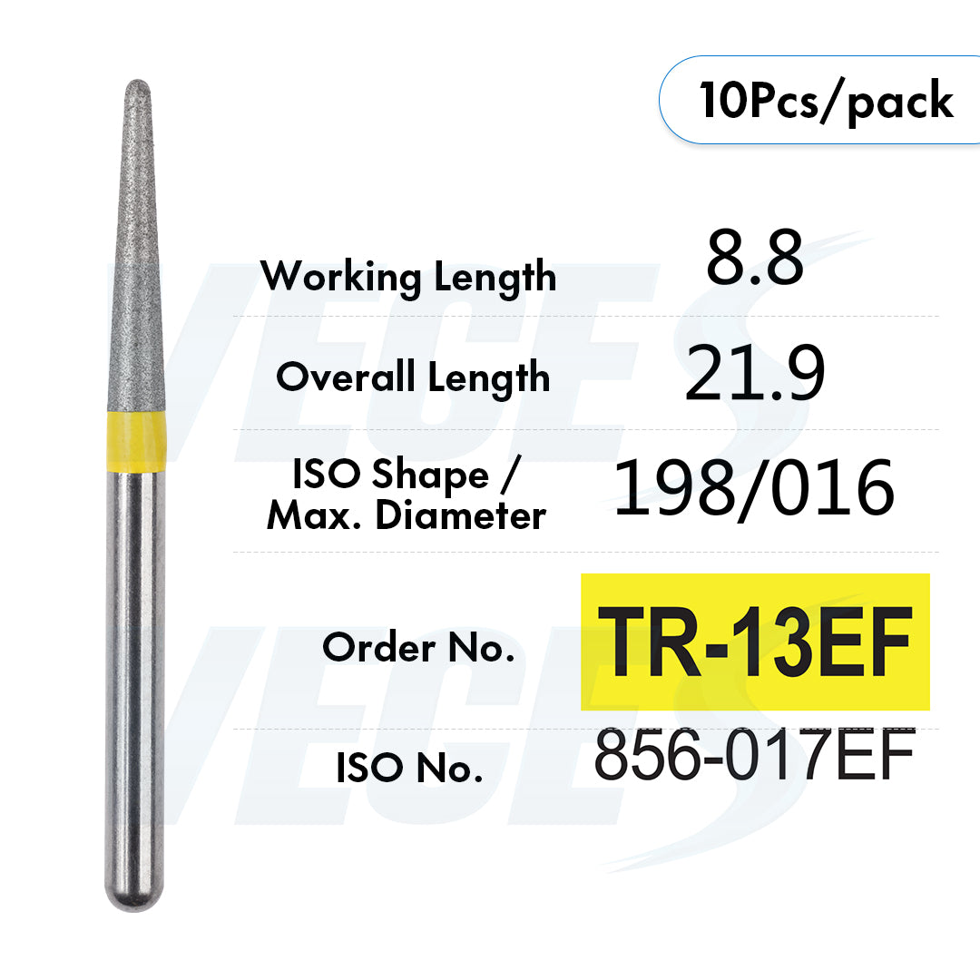 Veges Dental TR Extra Fine Diamond Dental Bur for Finishing & Polishing – 10pcs/Pack