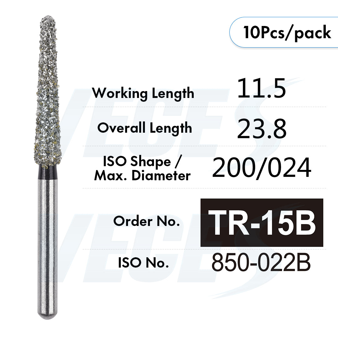 Veges Dental TR Super Coarse Diamond Dental Bur for Crown Preparation – 10pcs/Pack