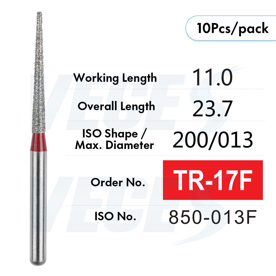 Veges Dental TR Fine Grit Diamond Dental Bur for Finishing & Polishing – 10pcs/Pack