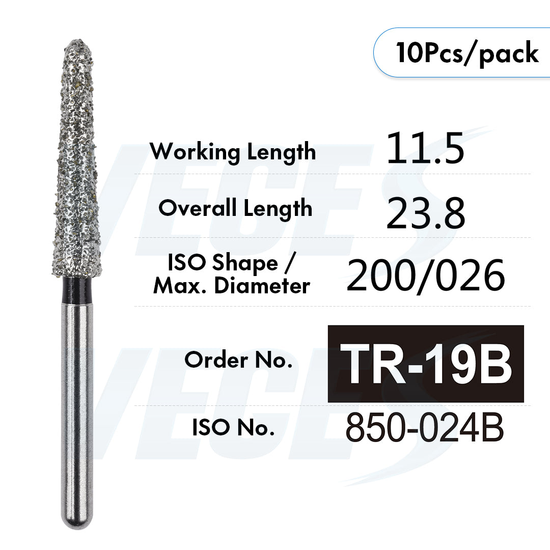 Veges Dental TR Super Coarse Diamond Dental Bur for Crown Preparation – 10pcs/Pack