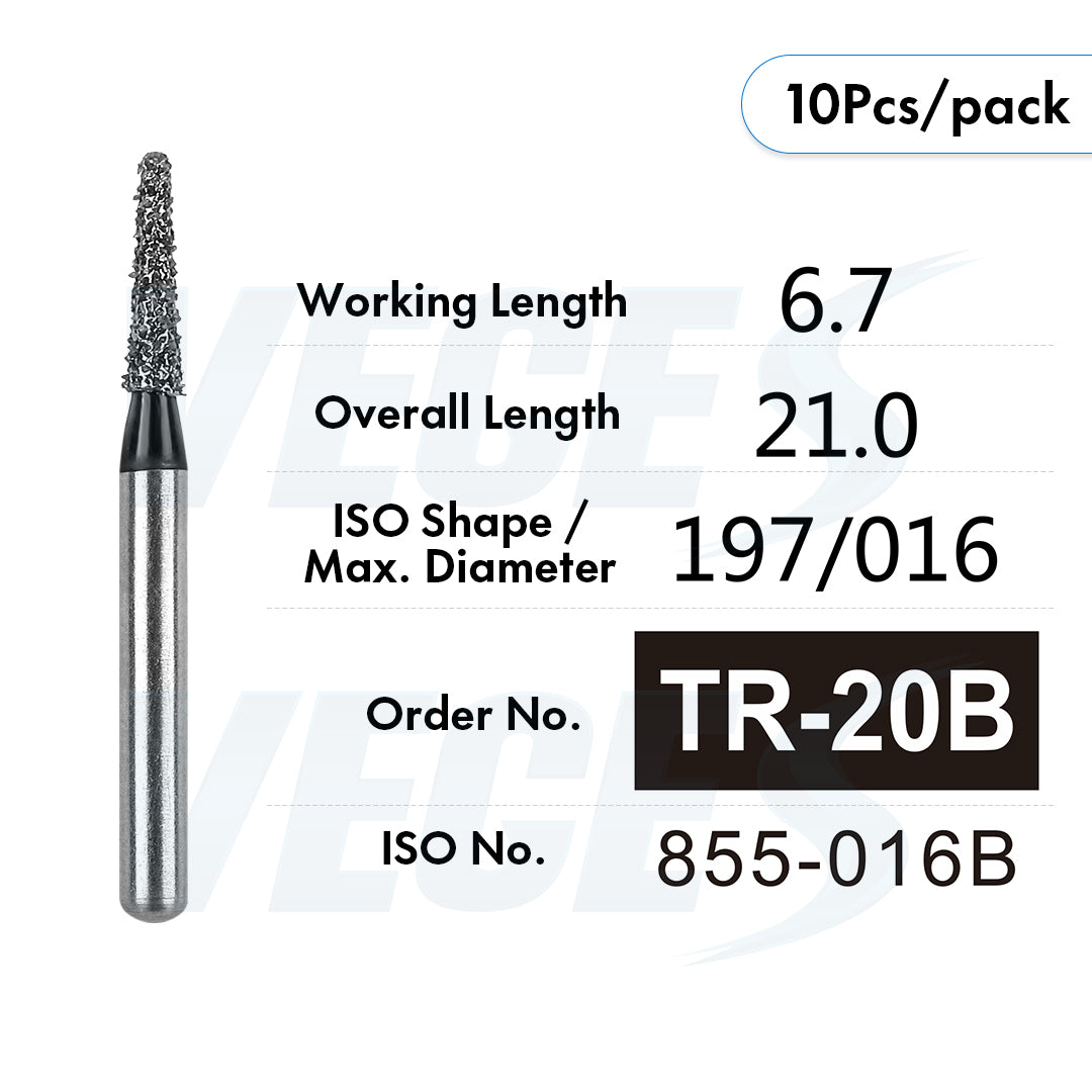 Veges Dental TR Super Coarse Diamond Dental Bur for Crown Preparation – 10pcs/Pack