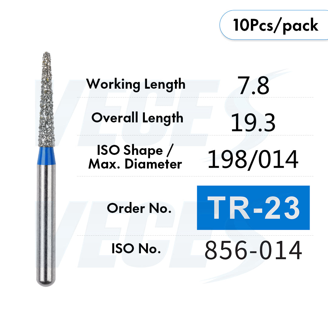 Veges Dental TR Standard Grit Diamond Dental inishing and Polishing Bur for Finishing & Contouring – 10pcs/Pack