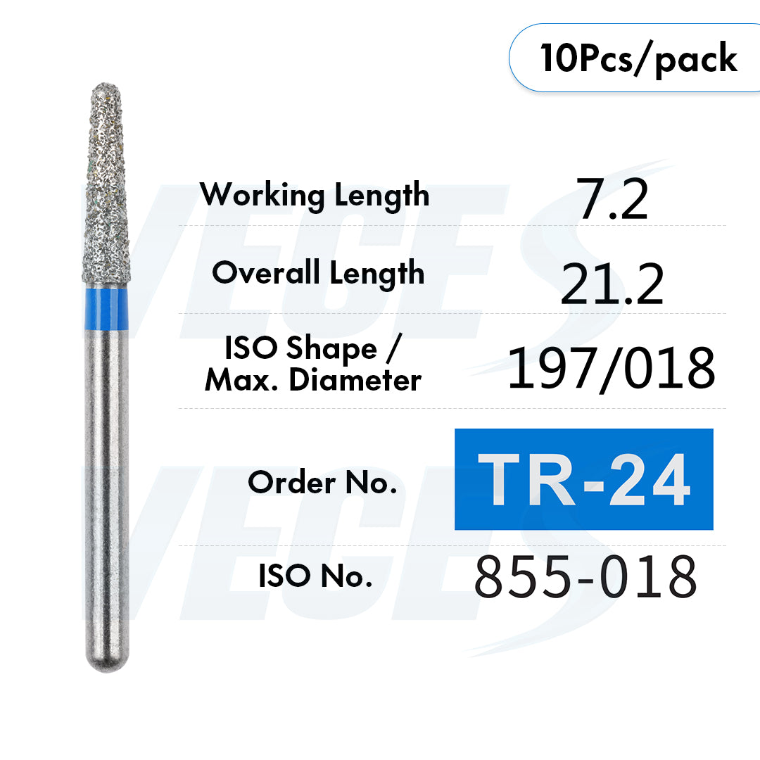 Veges Dental TR Standard Grit Diamond Dental inishing and Polishing Bur for Finishing & Contouring – 10pcs/Pack