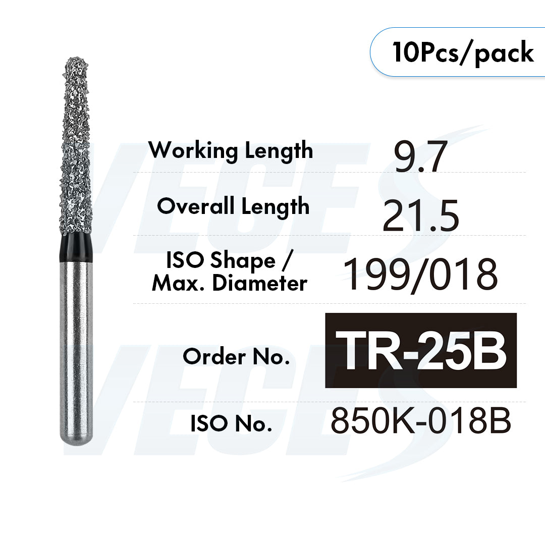 Veges Dental TR Super Coarse Diamond Dental Bur for Crown Preparation – 10pcs/Pack