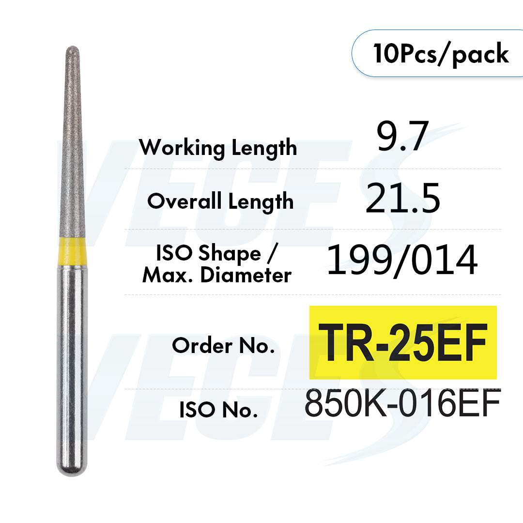 Veges Dental TR Extra Fine Diamond Dental Bur for Finishing & Polishing – 10pcs/Pack